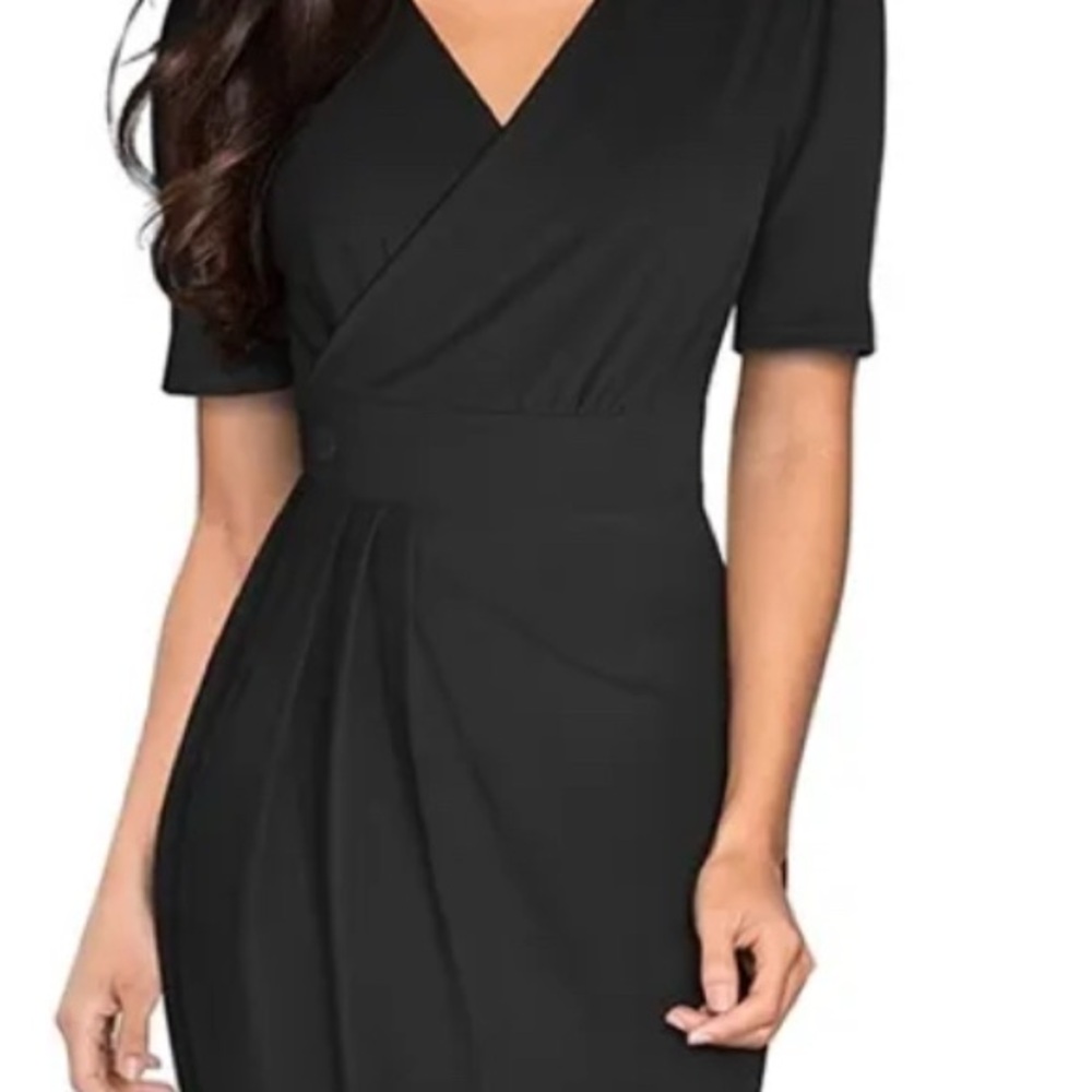 Elegant Black Wrap Midi Dress